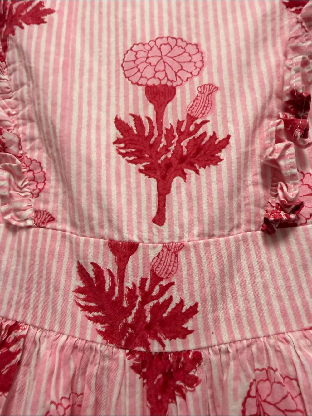 Roller Rabbit Pink and Red Floral Ruffle-Trim Dress - Picture 2 of 5